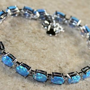 Blue Fire Opal Oval Bracelet